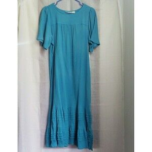 Phases Blue Turquosie Tiered Midi Dress Preppy Feminine Academia Size M